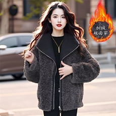 【大货已出】两面穿时尚荔枝皮毛一体皮衣外套气质保暖加绒上衣女，女装皮草，韩蔻秀