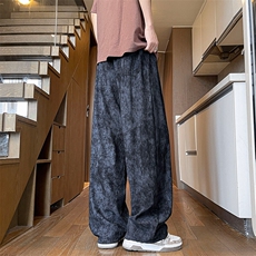 休闲裤男夏季新款港风宽松冰丝扎染阔腿裤CK2116-特P35，男装休闲裤，星座214-3