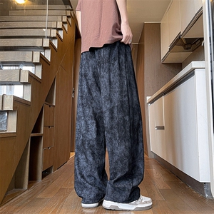 休闲裤男夏季新款港风宽松冰丝扎染阔腿裤CK2116-特P35图片