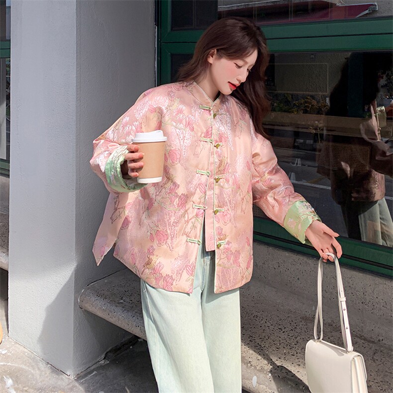 现货！2607A款新中式提花刺绣短款轻薄羽绒服女，女装羽绒服，衣秀之家