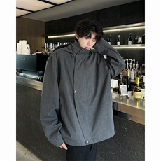 现货！25秋冬男士质感西服连帽条纹短款夹克外套特JK72-P118，男装夹克，电商B288