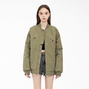 现货 2色秋冬带帽可拆卸飞行服外套棉服夹克图片