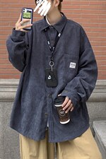 22秋装灯芯绒衬衫长袖外套男女情侣款港风日系宽松复古H202/P45，男装衬衫，电商A221A