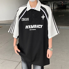 男生短袖polo衫痞帅美式高街翻领t恤夏季薄潮牌情侣上衣DT022-p35，男装T恤，星座1008