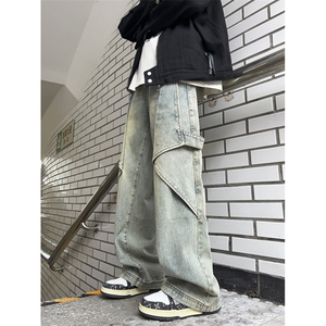 牛仔裤男设计感小众美式复古cleanfit裤子直筒工装裤N811-P55图片