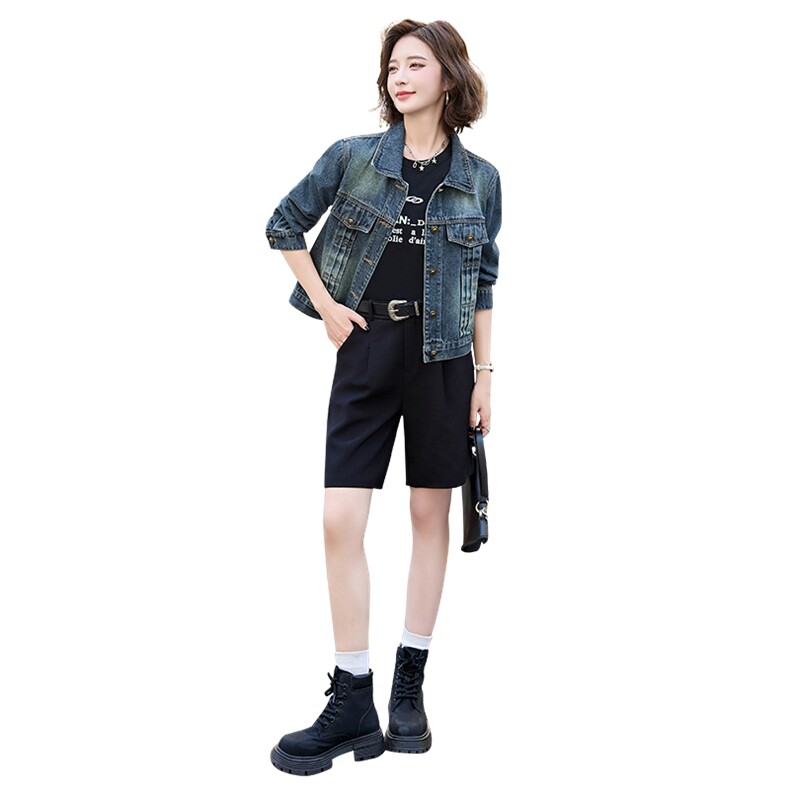 2026秋季新款现货短款牛仔外套,女装短外套,自然秀