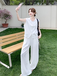 套装夏季新款女装时尚气质无袖马甲阔腿裤两件套图片