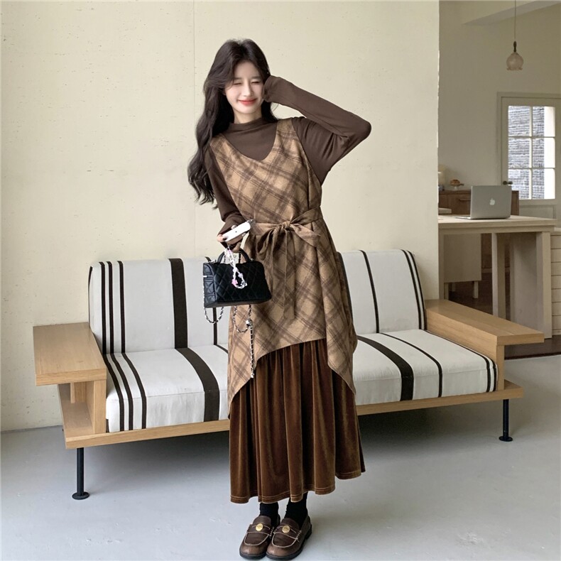 春装新款连衣裙+内搭两件套2C153-8951-P185K298,女装连衣裙,2C153