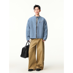 水洗牛仔外套男款春美式痞帅上衣服宽松休闲工装夹克JK1323-P98图片