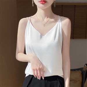 真丝吊带背心女v领桑蚕丝西服内搭春夏季新款性感醋酸缎面打底衫图片
