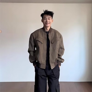 A201-P67 春秋灯芯绒棒球领外套男做旧休闲潮牌美式高街日系图片