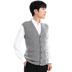 时尚男士V领羊毛背心加厚保暖舒适休闲百搭款男装，男装背心/马甲，牧绒家园