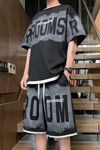 量大优 供视频 菠萝格套装短袖短裤男大码M-5X TZ22-特P50图片