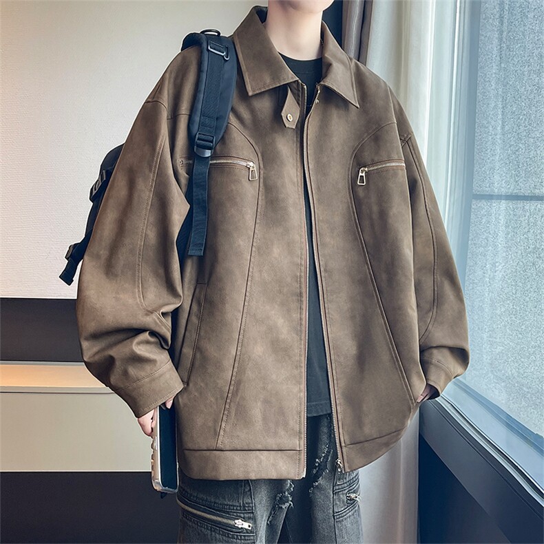 春秋季皮衣外套男女同款新款美式夹克XZ102B-1-JK2536P985,男装皮衣,星座102B-1
