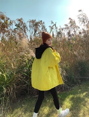 韩系休闲拼接卫衣帽羽绒服，女装卫衣/绒衫，LiLi