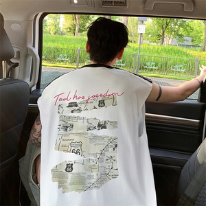 量大优供视频 直播高品质重磅260克双纱纯棉印花背心无袖T恤DB271,男装背心/马甲,电商A486