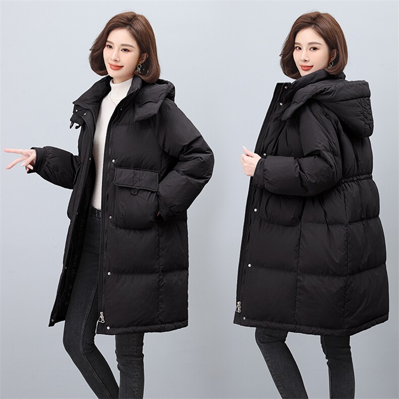 时尚百搭白鹅绒中长款羽绒服女加厚保暖外套,女装羽绒服,3200格调