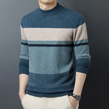 2023秋季新款长袖男士商务休闲毛衣中年全羊毛圆领上衣针织衫，男装针织衫/毛衣，电商B212（原钱塘6029）