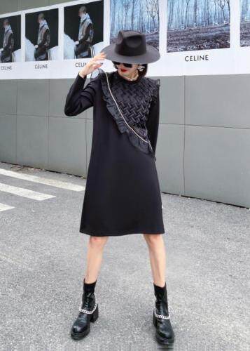 【现货】秋季新款-飘纱格纹拼接时尚连衣裙，女装连衣裙，陆氏青云