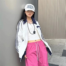 抖音得物品质秋冬美式高街重磅结构拼接织带翻领卫衣夹克外套W113，男装夹克，电商A486