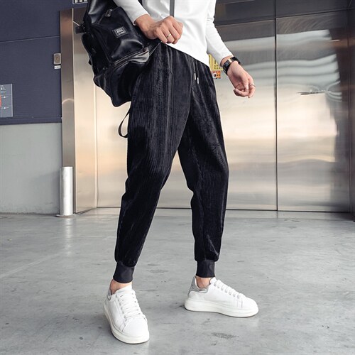 灯芯绒裤子男韩版潮流2025秋冬季网红同款纯色休闲裤潮流百搭裤子，男装休闲裤，电商A327