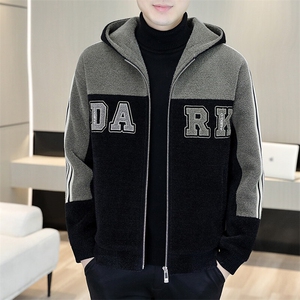 秋冬男士新款高品质连帽毛呢大衣短款夹克外套男A77P150控238图片
