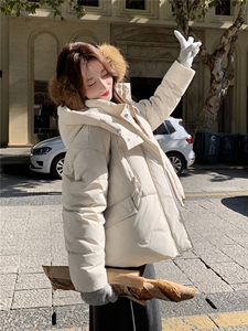 现货新款东大门加厚保暖羽绒服百搭连帽面包服女装外套女图片