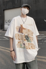 男装短袖t恤夏季落肩袖宽松动物印花五分袖体恤XZ514-2-2401-P28，男装T恤，星座514-2(原B239)