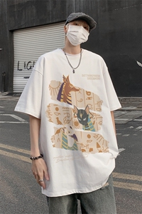 男装短袖t恤夏季落肩袖宽松动物印花五分袖体恤XZ514-2-2401-P28图片