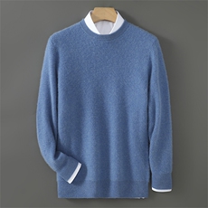 羊毛套衫男圆领针织毛衣长袖休闲2024冬新款保暖男装，男装羊毛衫，宇灿羊绒