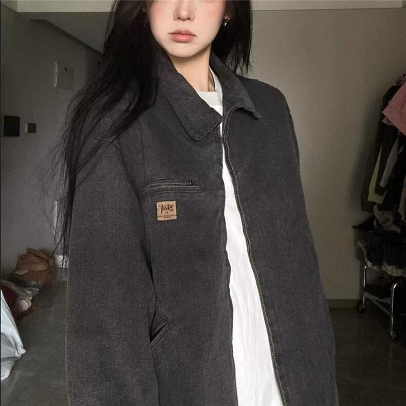 24美式小众翻领夹克工装复古宽松百搭潮流休闲外套-WT18-网络图，男装夹克，星座1002-2