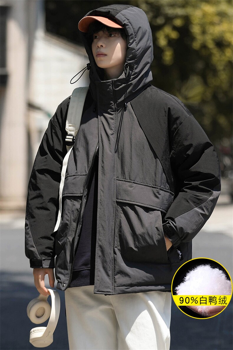 冬上新加绒加厚羽绒服撞色潮牌冲锋衣外套男女8319-P220控价318,男装羽绒服,电商A441-1