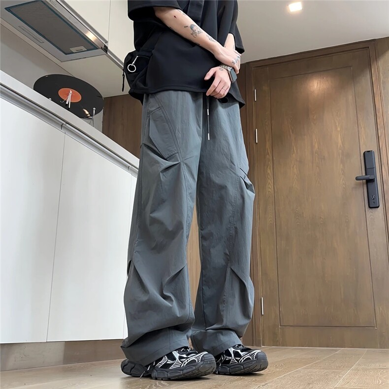 2025夏季新款潮流工装休闲裤ins男女同款百搭褶皱长裤ZK526，男装工装外套，星座208-5