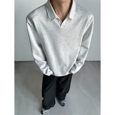 春季新款拼接长袖T恤休闲复古解构polo衫男女款C64116-TP18不，男装T恤，电商A102