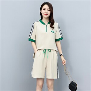时尚短袖短裤女夏2024新款韩版宽松显瘦休闲运动服跑步图片