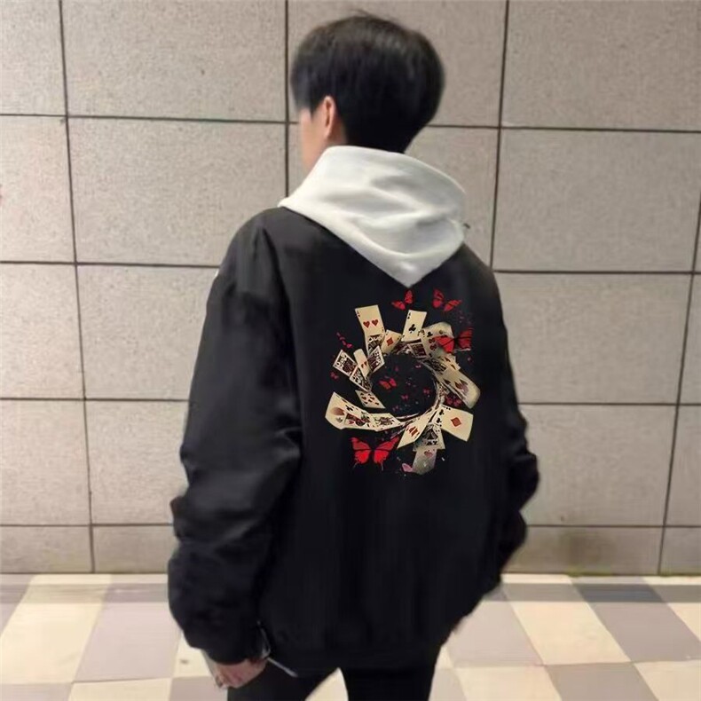 1506A/GC10/P40.9美式纯色夹克棒球服男春秋潮流情侣新款外套图片