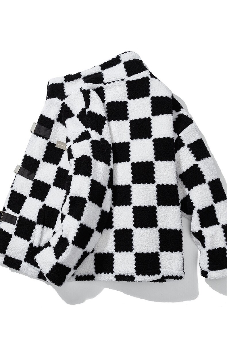 1白底冬季情侣羊羔毛棉衣男棉服棋盘格宽松棉衣外套男MY7535P135,男装棉衣,星座226-2