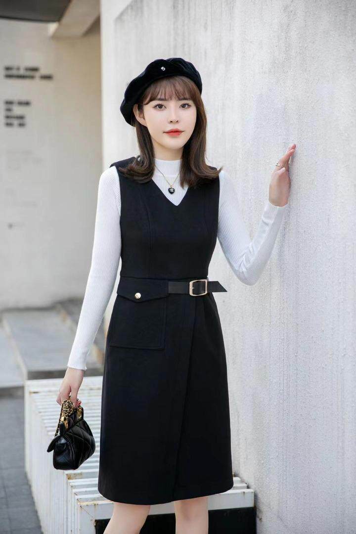 [现货]秋冬款两件套连衣裙，两色、四个尺码，女装连衣裙，依柏璐