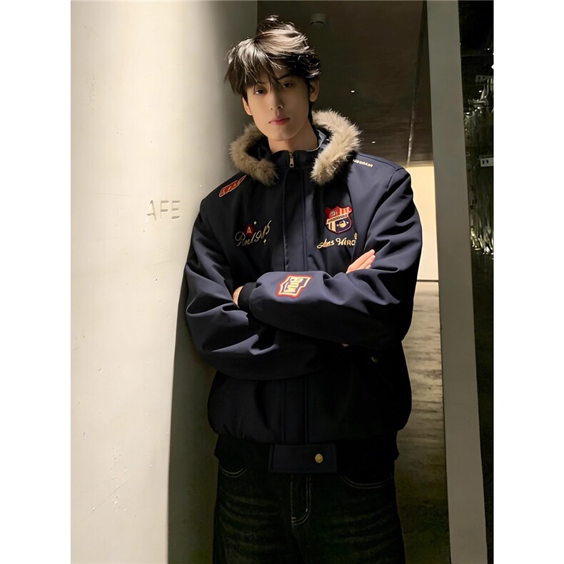 现货美式复古刺绣徽章座山雕棉衣5045特P85,男装棉衣,星座205-3