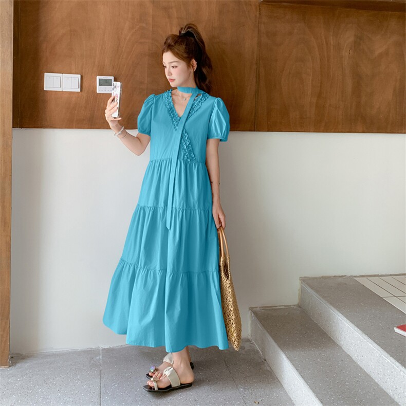 夏季新款气质设计感木耳通勤宽松纯棉连衣裙女182-8639-P125K188,女装连衣裙,浙宝182A