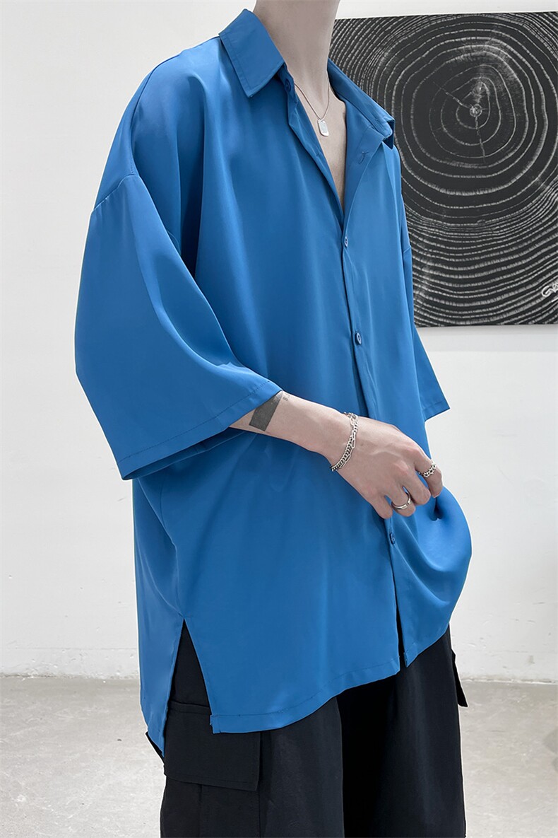 爆主推纯色净版宽松男士6色短袖衬衫A071-C15-P35,男装T恤,电商A071