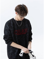现货/秋季新款扎染重磅刺绣卫衣男B219A-ZY251-P48加绒P53控78，男装卫衣，电商B219A