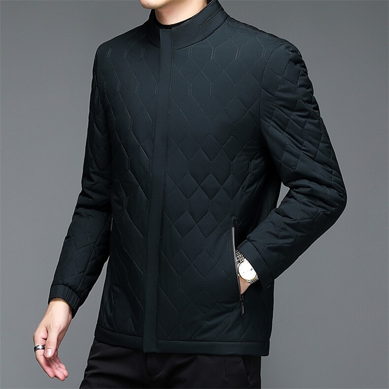 中老年男士薄款棉服商务休闲外套男立领格子棉衣中老年棉袄送爸爸,男装棉衣,电商B212（原钱塘6029）