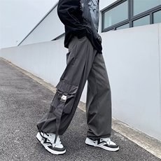 夏季美式高街休闲运动裤男宽松直筒高腰卫裤百搭垂感拖地长裤子，男装休闲裤，星座716-2