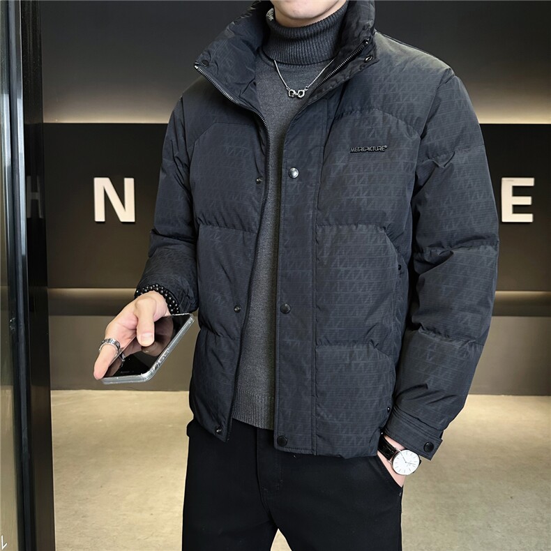 6606-L-4XL-P185标50绒店主风冬季休闲立领满印百搭男士羽绒服,男装羽绒服,电商B255