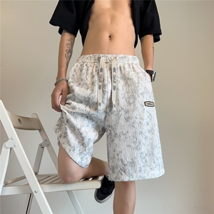 2025 夏季冰丝速干美式扎染短裤宽松直筒五分短裤CK2521*P28控68图片