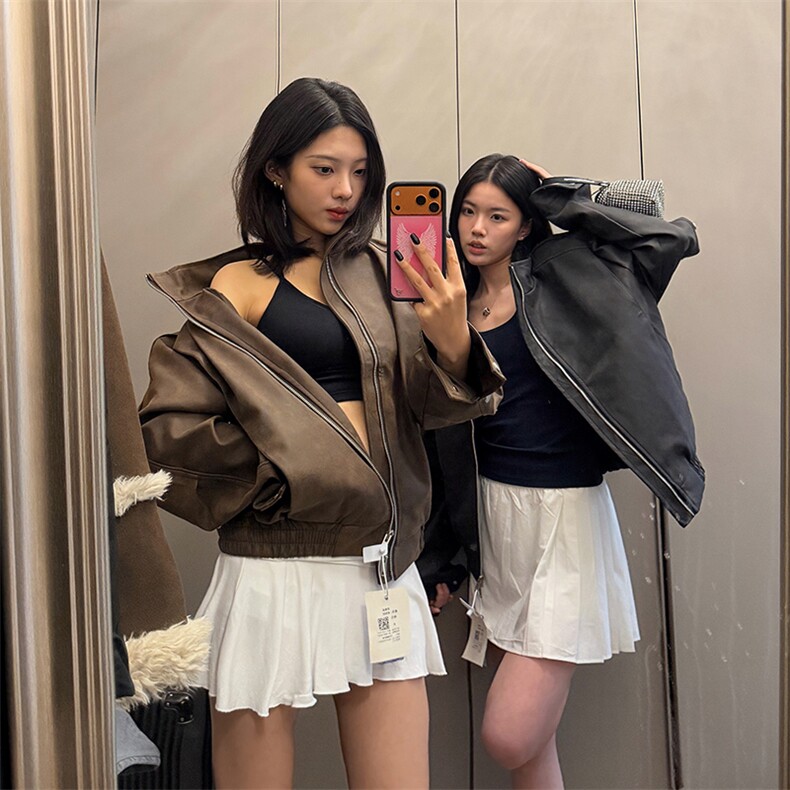 高品质软蛋白皮春季夹克W2828P115M-3XL,男装夹克,电商C313