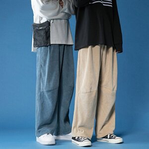 （面料复合升级）秋冬新款港风男女阔腿灯芯绒裤子朝图片