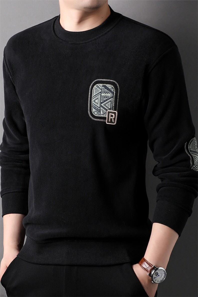 男卫衣中青年时尚休闲冬季男装厚款奥粒绒卫衣圆领宽松HPM851-P67,男装卫衣,星座1105-3