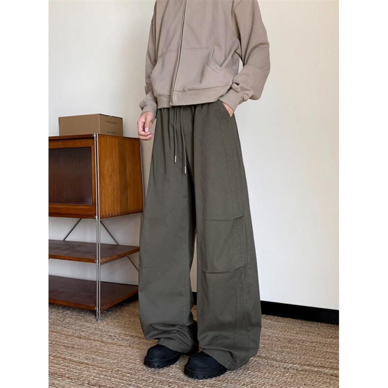 秋季三条杠男款慵懒直筒裤美式休闲运动裤子K45p38，女装休闲裤，电商D315A